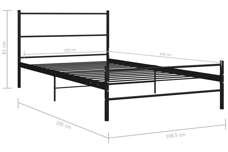 Sengeramme svart metall 100x200 cm - Møbler - Senger - Sengeramme & sengestamme