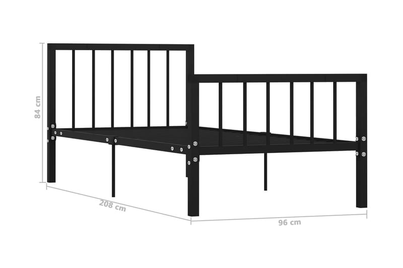 Sengeramme svart metall 90x200 cm - Svart - Møbler - Senger - Sengeramme & sengestamme