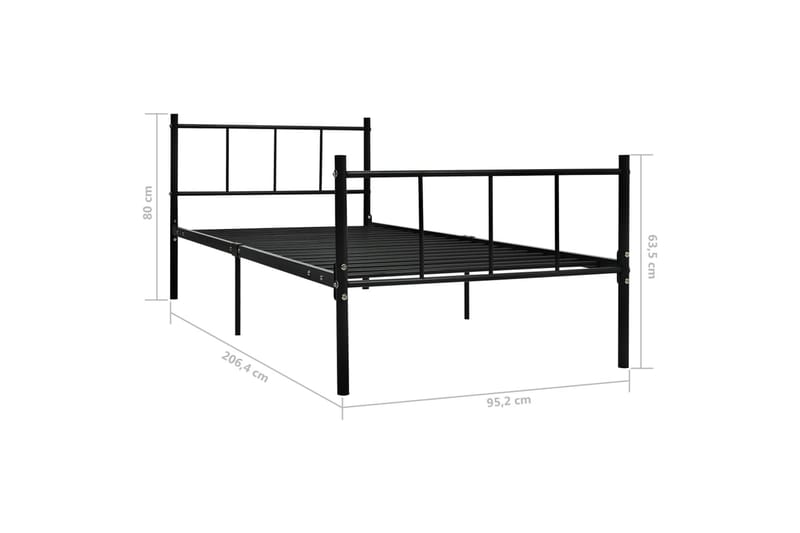 Sengeramme svart metall 90x200 cm - Møbler - Senger - Sengeramme & sengestamme