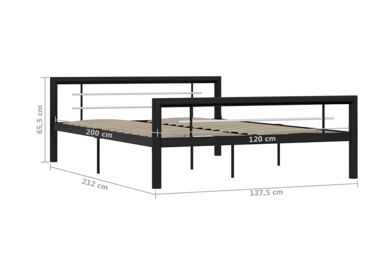 Sengeramme svart og hvit metall 120x200 cm - Svart - Møbler - Senger - Sengeramme & sengestamme