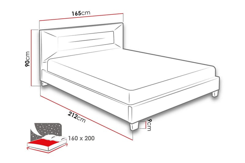 Sengestamme Montrase 160x200 cm - Beige - Sengeramme & sengestamme