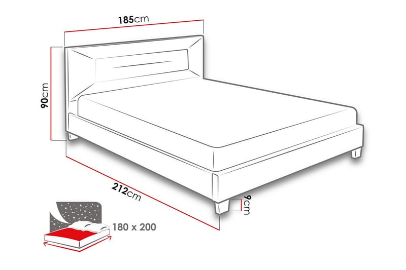 Sengestamme Montrase 180x200 cm - Beige - Møbler - Senger - Sengeramme & sengestamme