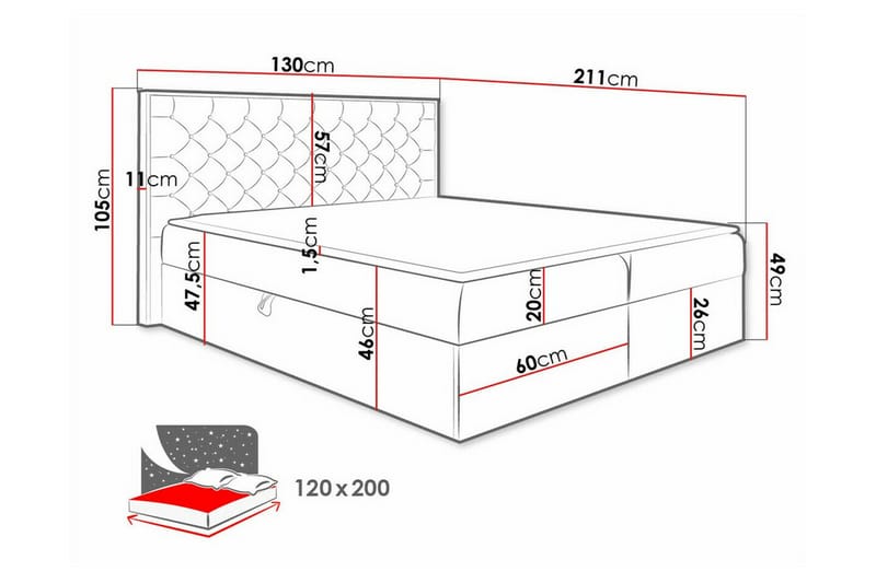 Sengestamme Oberting 120x200 cm - Beige/Tre - Møbler - Senger - Sengeramme & sengestamme