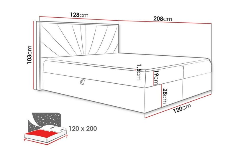 Sengestamme Oberting 120x200 cm - Beige/Tre - Møbler - Senger - Sengeramme & sengestamme