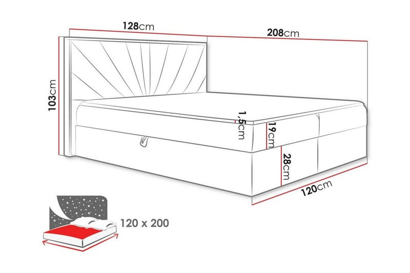 Sengestamme Oberting 120x200 cm - Grå - Møbler - Senger - Sengeramme & sengestamme