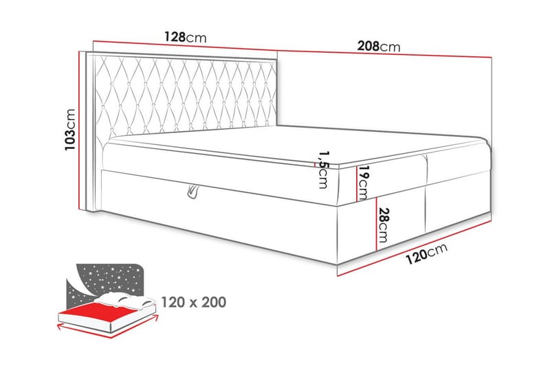 Sengestamme Oberting 120x200 cm - Grønn/Valnøtt - Møbler - Senger - Sengeramme & sengestamme