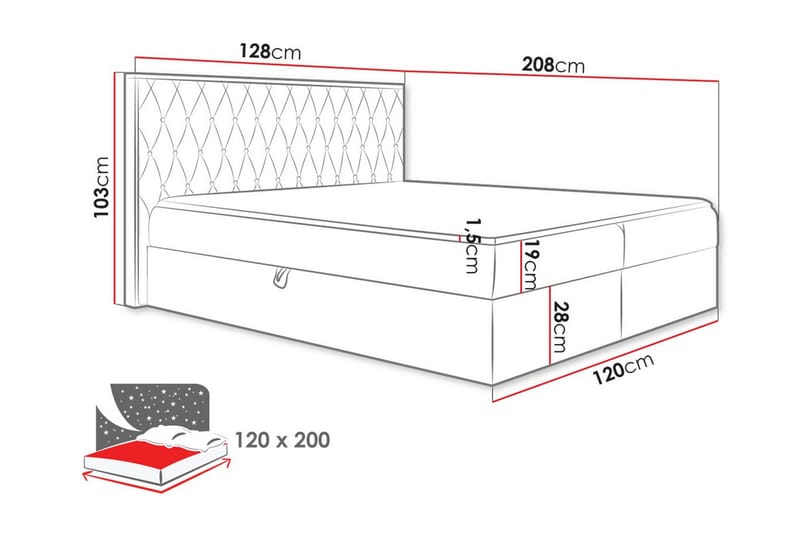 Sengestamme Oberting 120x200 cm - Rosa/Brun - Møbler - Senger - Sengeramme & sengestamme