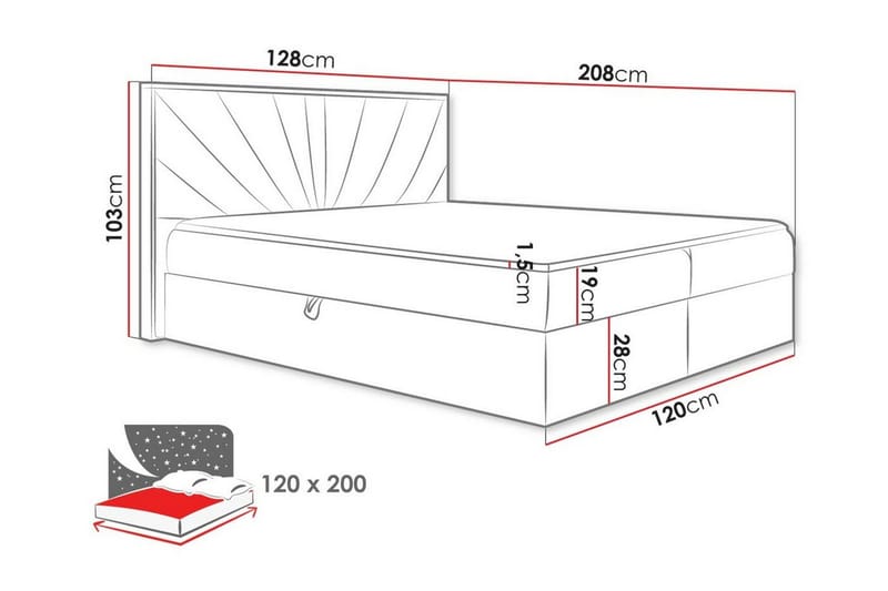 Sengestamme Oberting 120x200 cm - svart/tre - Møbler - Senger - Sengeramme & sengestamme