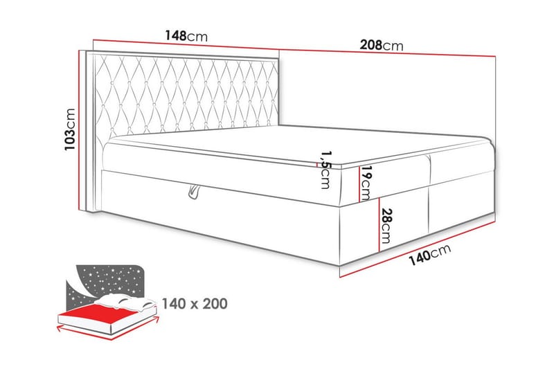 Sengestamme Oberting 140x200 cm - svart/tre - Møbler - Senger - Sengeramme & sengestamme