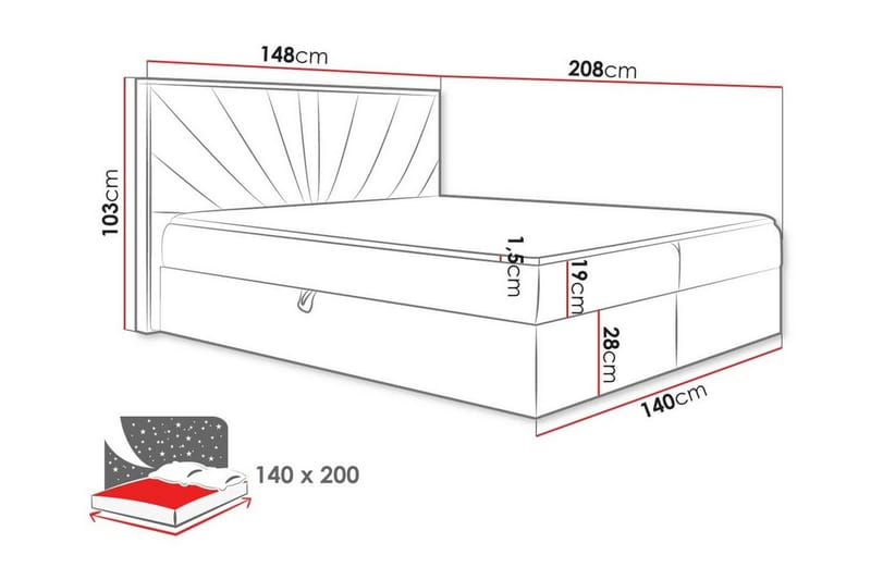 Sengestamme Oberting 140x200 cm - svart/tre - Møbler - Senger - Sengeramme & sengestamme