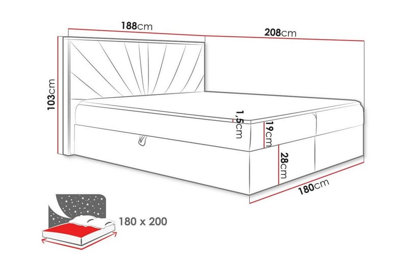 Sengestamme Oberting 180x200 cm - Tre/Svart - Møbler - Senger - Sengeramme & sengestamme