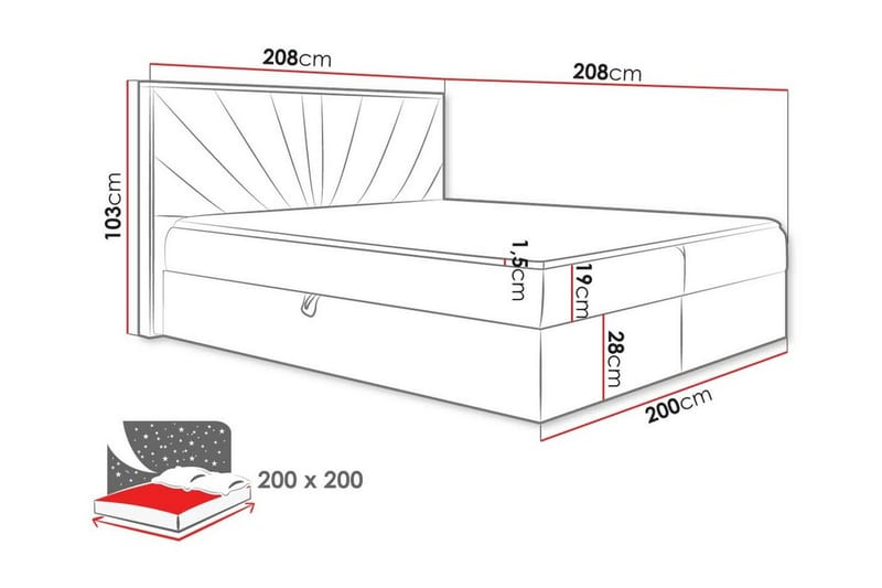 Sengestamme Oberting 200x200 cm - Grå/tre - Møbler - Senger - Sengeramme & sengestamme