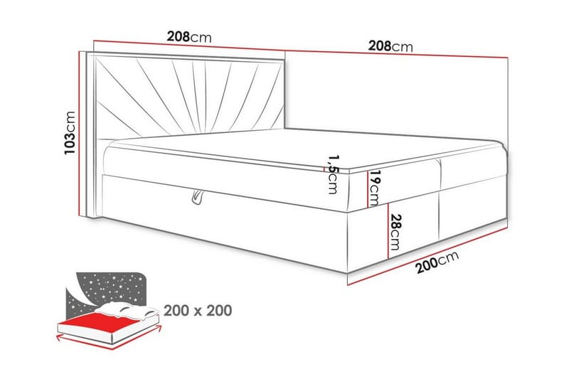 Sengestamme Oberting 200x200 cm - Rosa/Brun - Møbler - Senger - Sengeramme & sengestamme