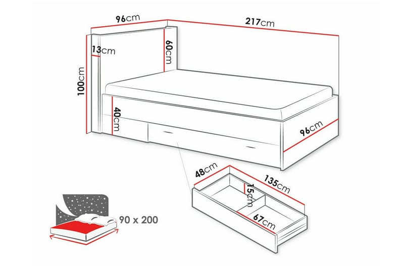 Sengestamme Rathmore 90x200 cm - Svart - Møbler - Senger - Sengeramme & sengestamme