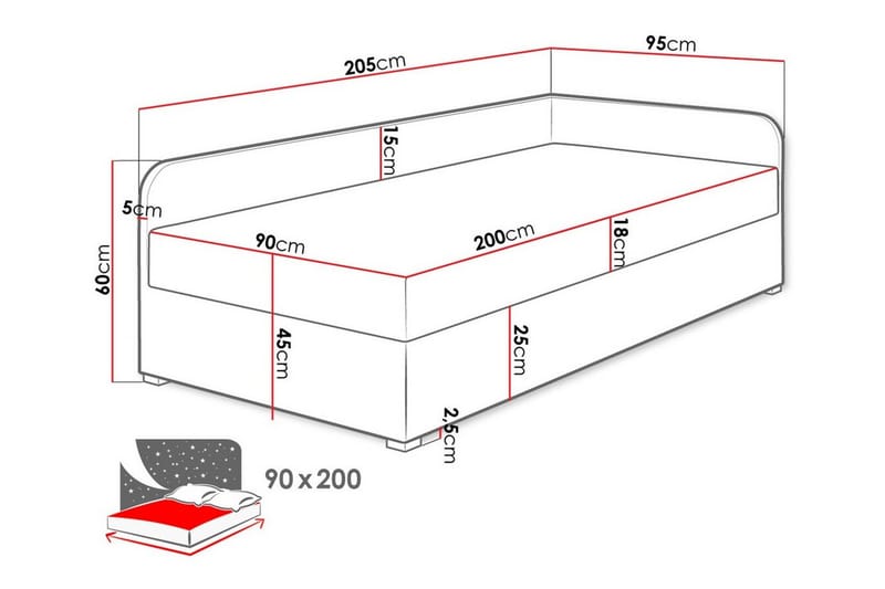 Sengestamme Unona 90x200 cm - Grøn - Møbler - Senger - Sengeramme & sengestamme