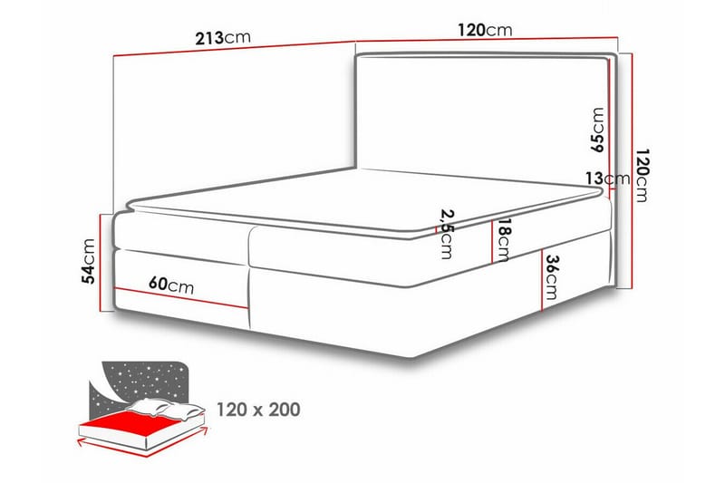 Sengestamme Pries 120x200 cm - Lysegrå/Mørkegrå - Møbler - Senger - Sengeramme & sengestamme