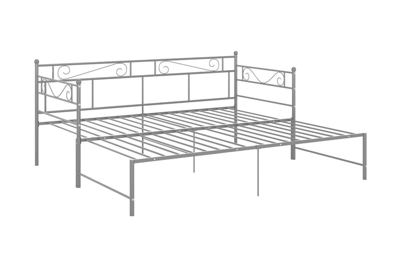 Uttrekkbar ramme til sovesofa grå metall 90x200 cm - Grå - Møbler - Senger - Sengeramme & sengestamme