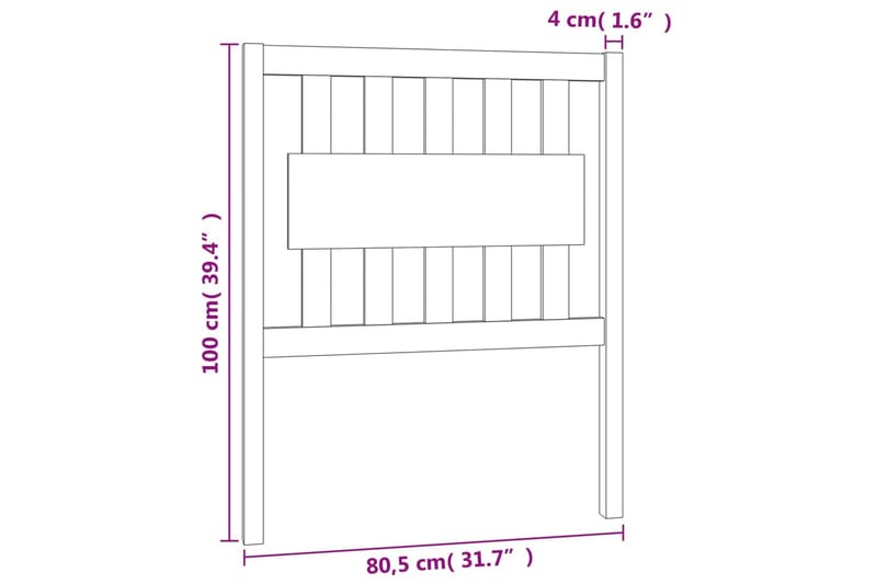 beBasic Sengegavl 80,5x4x100 cm heltre furu - Brun - Møbler - Senger - Sengetilbehør - Sengegavl