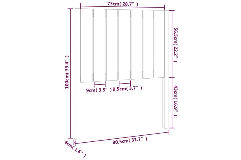 beBasic Sengegavl 80,5x4x100 cm heltre furu - Brun - Møbler - Senger - Sengetilbehør - Sengegavl