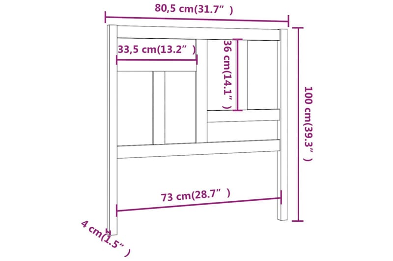 beBasic Sengegavl 80,5x4x100 cm heltre furu - Brun - Møbler - Senger - Sengetilbehør - Sengegavl