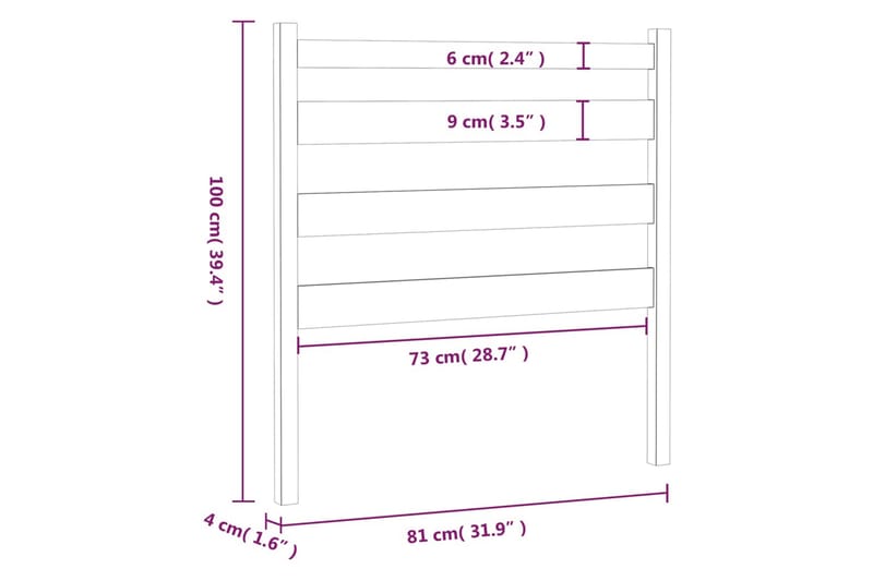 beBasic Sengegavl 81x4x100 cm heltre furu - Brun - Møbler - Senger - Sengetilbehør - Sengegavl