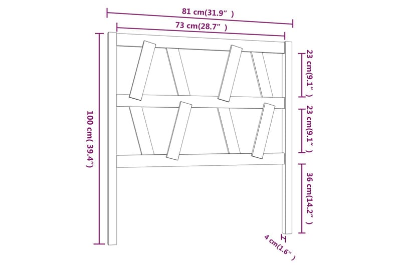 beBasic Sengegavl 81x4x100 cm heltre furu - Brun - Møbler - Senger - Sengetilbehør - Sengegavl