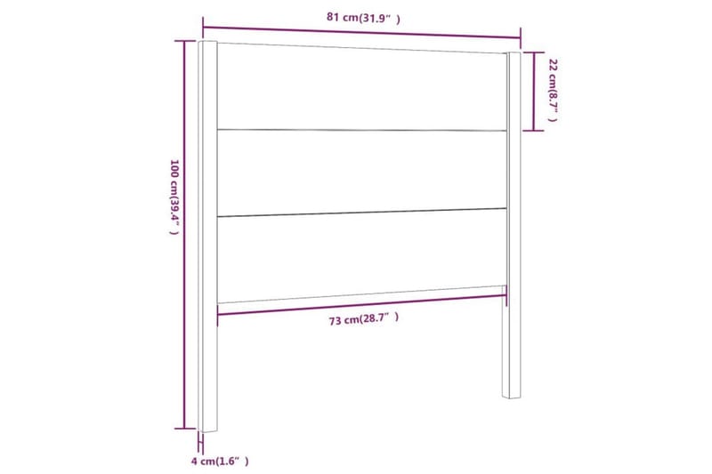 beBasic Sengegavl 81x4x100 cm heltre furu - Brun - Møbler - Senger - Sengetilbehør - Sengegavl