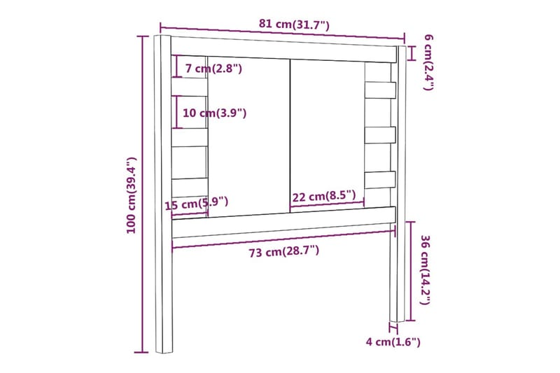 beBasic Sengegavl 81x4x100 cm heltre furu - Brun - Møbler - Senger - Sengetilbehør - Sengegavl