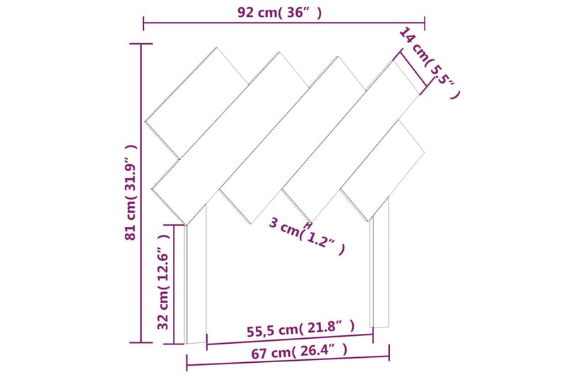 beBasic Sengegavl 92x3x81 cm heltre furu - Brun - Møbler - Senger - Sengetilbehør - Sengegavl