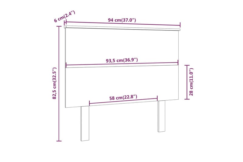 beBasic Sengegavl 94x6x82,5 cm heltre furu - Brun - Møbler - Senger - Sengetilbehør - Sengegavl