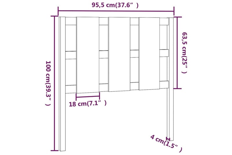 beBasic Sengegavl 95,5x4x100 cm heltre furu - Brun - Møbler - Senger - Sengetilbehør - Sengegavl