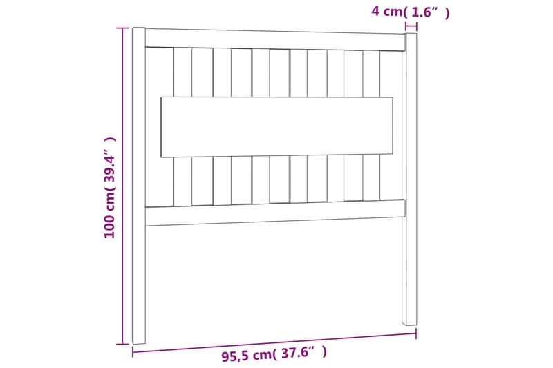 beBasic Sengegavl 95,5x4x100 cm heltre furu - Brun - Møbler - Senger - Sengetilbehør - Sengegavl