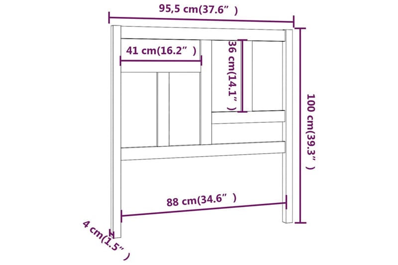 beBasic Sengegavl 95,5x4x100 cm heltre furu - Brun - Møbler - Senger - Sengetilbehør - Sengegavl