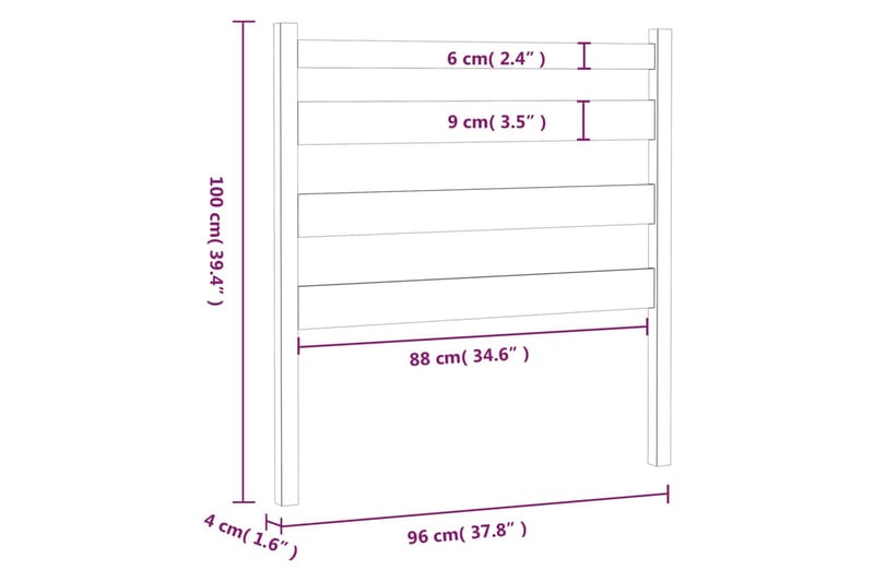 beBasic Sengegavl 96x4x100 cm heltre furu - Brun - Møbler - Senger - Sengetilbehør - Sengegavl