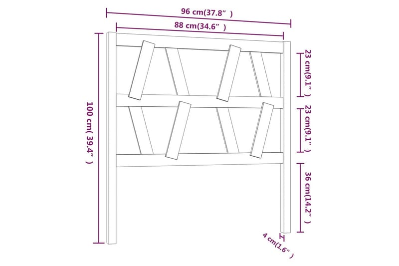 beBasic Sengegavl 96x4x100 cm heltre furu - Brun - Møbler - Senger - Sengetilbehør - Sengegavl