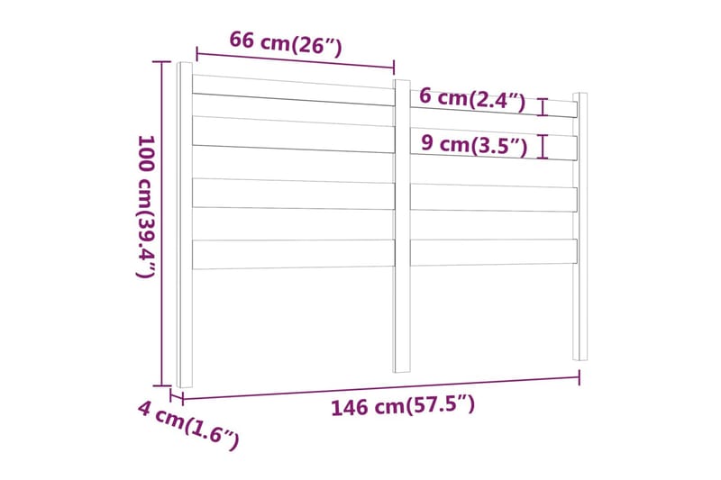 beBasic Sengegavl grå 146x4x100 cm heltre furu - GrÃ¥ - Møbler - Senger - Sengetilbehør - Sengegavl