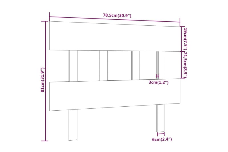 beBasic Sengegavl grå 78,5x3x81 cm heltre furu - GrÃ¥ - Møbler - Senger - Sengetilbehør - Sengegavl