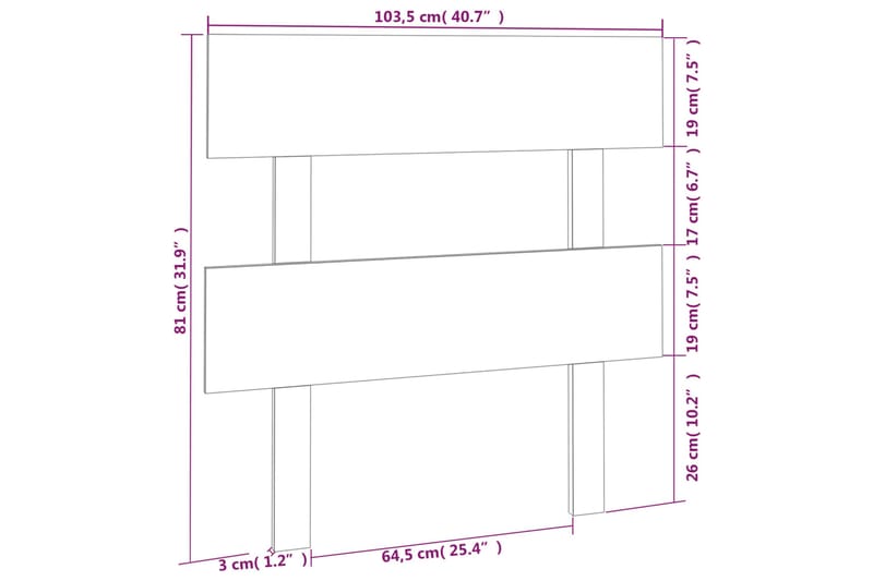 beBasic Sengegavl honningbrun 103,5x3x81 cm heltre furu - Brun - Møbler - Senger - Sengetilbehør - Sengegavl