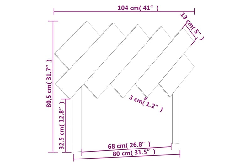 beBasic Sengegavl honningbrun 104 x 3 x 80,5 cm heltre furu - Brun - Møbler - Senger - Sengetilbehør - Sengegavl