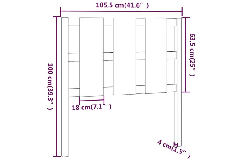 beBasic Sengegavl honningbrun 105,5x4x100 cm heltre furu - Brun - Møbler - Senger - Sengetilbehør - Sengegavl