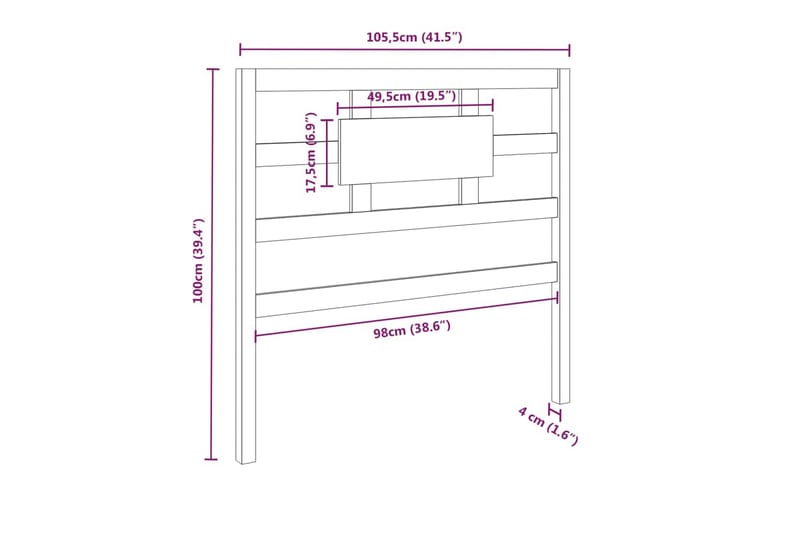 beBasic Sengegavl honningbrun 105,5x4x100 cm heltre furu - Brun - Møbler - Senger - Sengetilbehør - Sengegavl