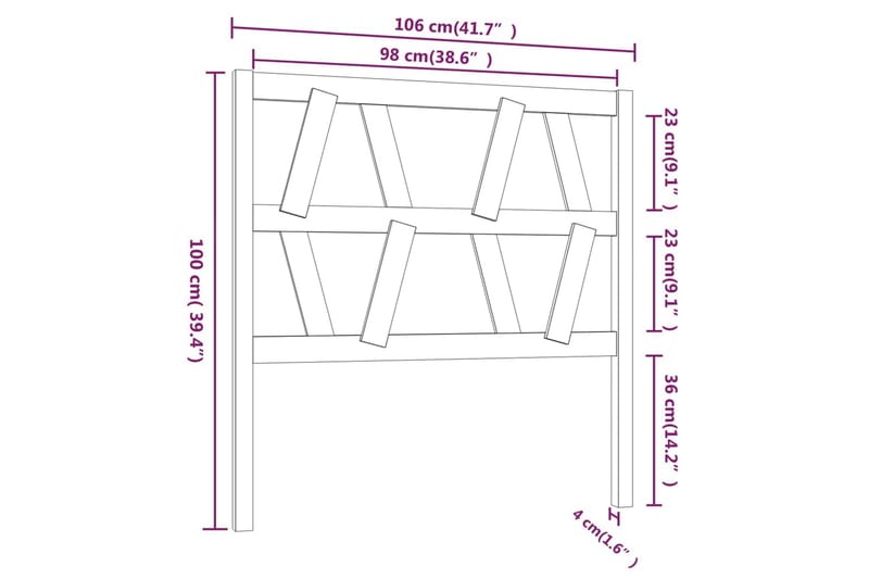 beBasic Sengegavl honningbrun 106x4x100 cm heltre furu - Brun - Møbler - Senger - Sengetilbehør - Sengegavl