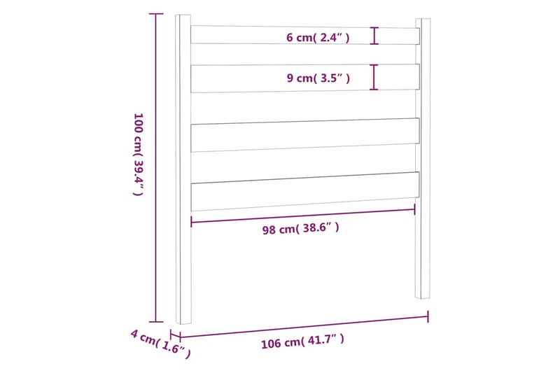 beBasic Sengegavl honningbrun 106x4x100 cm heltre furu - Brun - Møbler - Senger - Sengetilbehør - Sengegavl