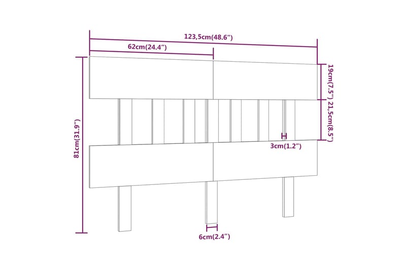 beBasic Sengegavl honningbrun 123,5x3x81 cm heltre furu - Brun - Møbler - Senger - Sengetilbehør - Sengegavl