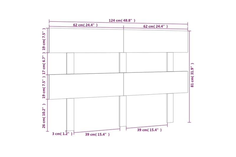 beBasic Sengegavl honningbrun 124x3x81 cm heltre furu - Brun - Møbler - Senger - Sengetilbehør - Sengegavl