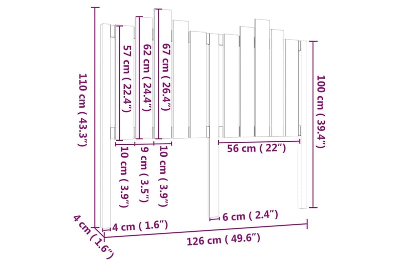 beBasic Sengegavl honningbrun 126x4x100 cm heltre furu - Brun - Møbler - Senger - Sengetilbehør - Sengegavl