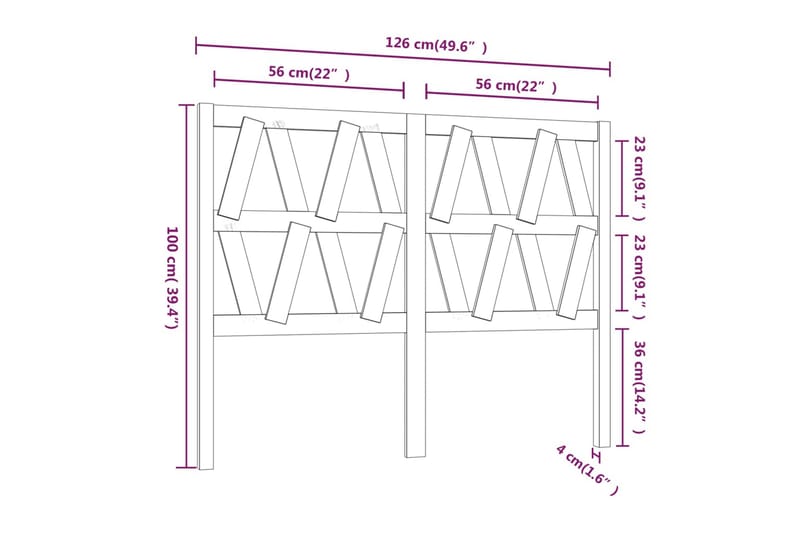 beBasic Sengegavl honningbrun 126x4x100 cm heltre furu - Brun - Møbler - Senger - Sengetilbehør - Sengegavl