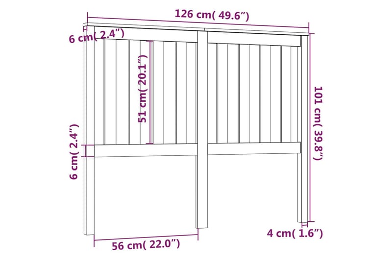 beBasic Sengegavl honningbrun 126x6x101 cm heltre furu - Brun - Møbler - Senger - Sengetilbehør - Sengegavl