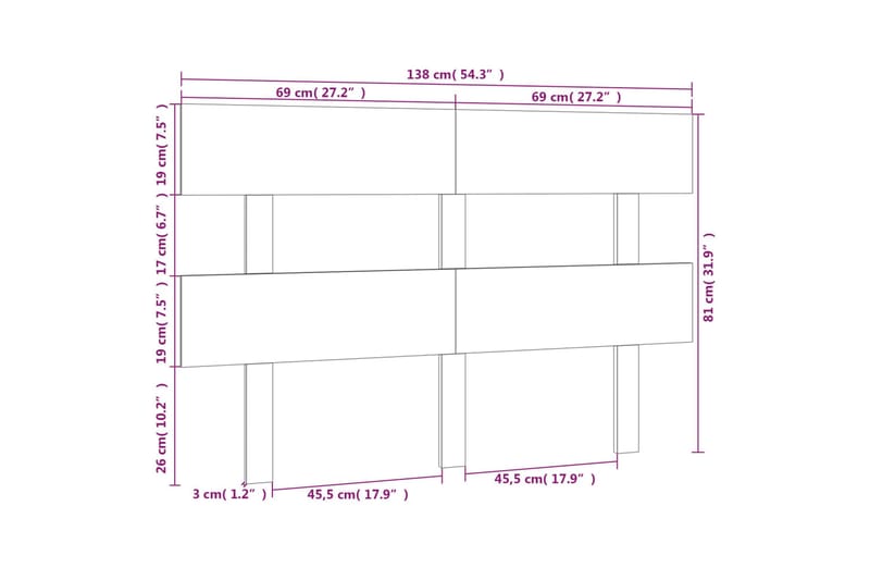 beBasic Sengegavl honningbrun 138x3x81 cm heltre furu - Brun - Møbler - Senger - Sengetilbehør - Sengegavl