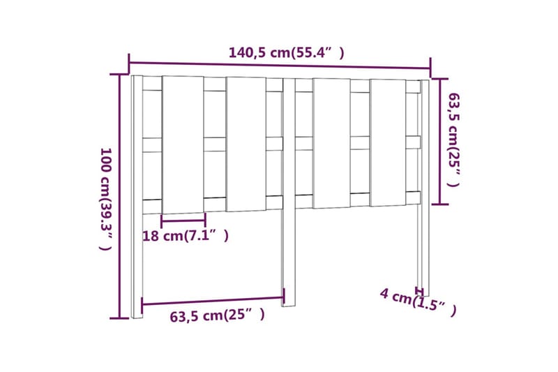 beBasic Sengegavl honningbrun 140,5x4x100 cm heltre furu - Brun - Møbler - Senger - Sengetilbehør - Sengegavl